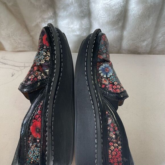 Alegria DEB  patent leather multi color floral prints slip on clogs size Euro 37 - Picture 12 of 15